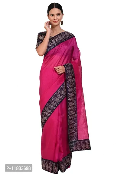 Beautiful Silk Blend Saree with Blouse Piece-thumb0