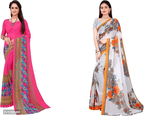 Beautiful Georgette Saree with Blouse Piece Pack Of 2-thumb0