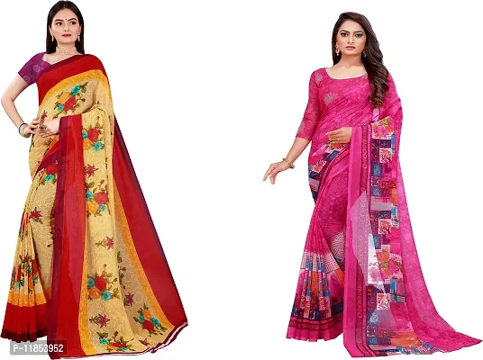 Beautiful Georgette Saree With Blouse Piece Pack Of 2-thumb0