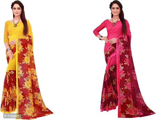 Beautiful Georgette Saree with Blouse Piece Pack Of 2