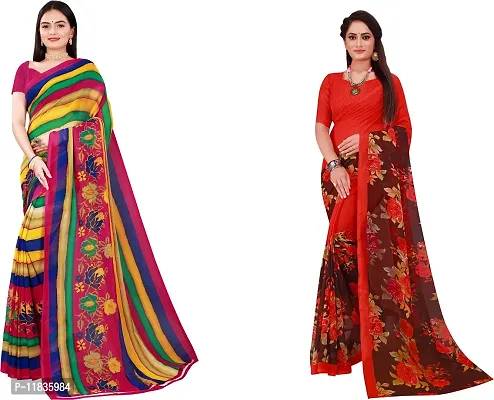 Beautiful Georgette Saree with Blouse Piece Pack Of 2-thumb0