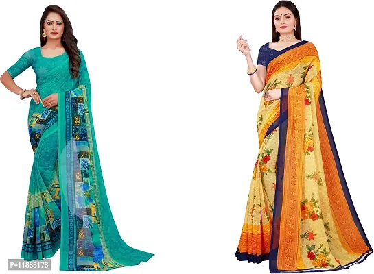 Beautiful Georgette Saree with Blouse Piece Pack Of 2-thumb0