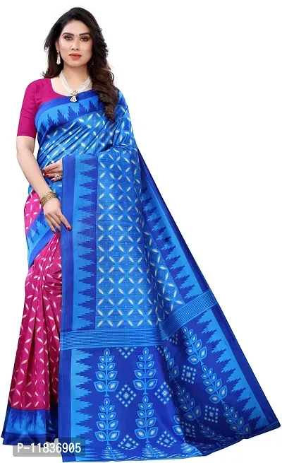 Beautiful Art Silk Saree with Blouse Piece-thumb0