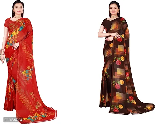 Beautiful Georgette Saree with Blouse Piece Pack Of 2-thumb0