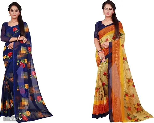 Beautiful Georgette Saree with Blouse Piece Pack Of 2-thumb0