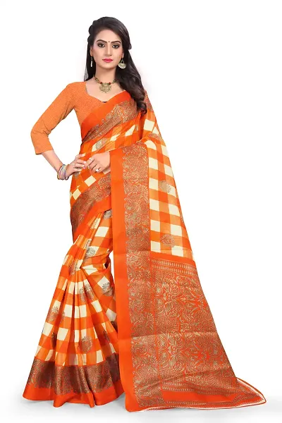 Women Stylish Art Silk Saree with Blouse piece