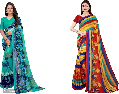 Beautiful Georgette Saree with Blouse Piece Pack Of 2-thumb0