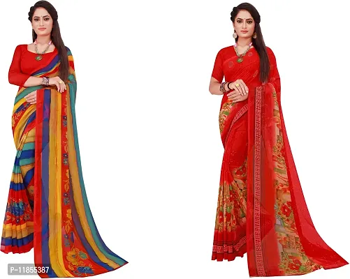 Beautiful Georgette Saree With Blouse Piece Pack Of 2