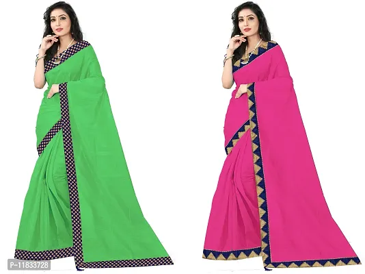 Beautiful Art Silk Saree with Blouse Piece Pack Of 2-thumb0