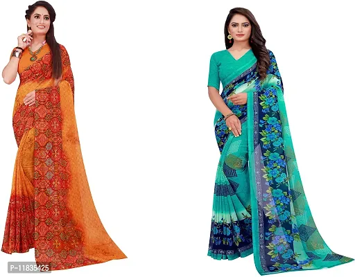 Beautiful Georgette Saree with Blouse Piece Pack Of 2-thumb0