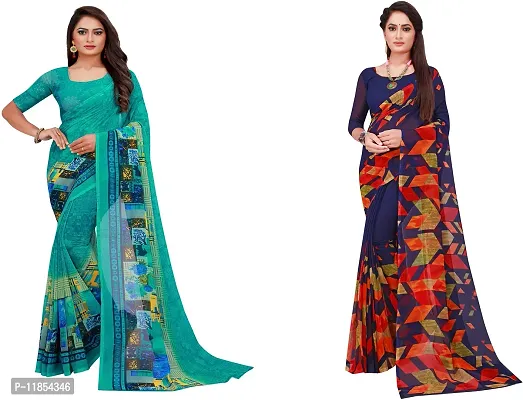 Beautiful Georgette Saree With Blouse Piece Pack Of 2-thumb0