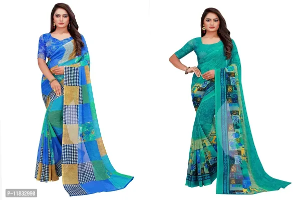 Beautiful Georgette Saree with Blouse Piece Pack Of 2-thumb0