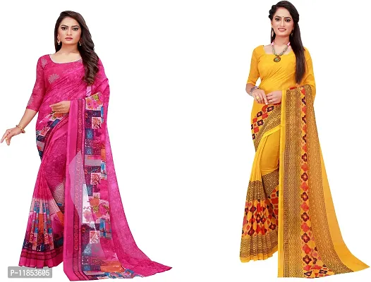 Beautiful Georgette Saree With Blouse Piece Pack Of 2