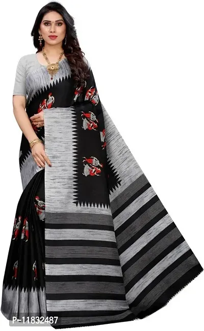 Beautiful Art Silk Saree with Blouse Piece-thumb0