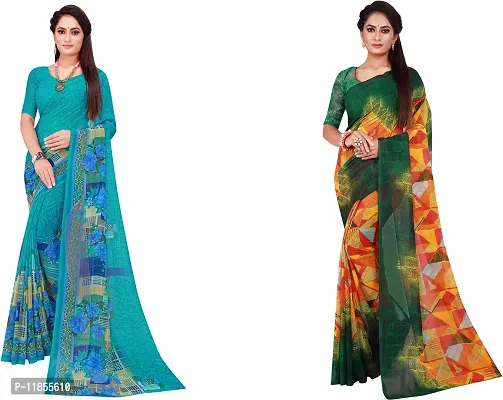 Beautiful Georgette Saree With Blouse Piece Pack Of 2