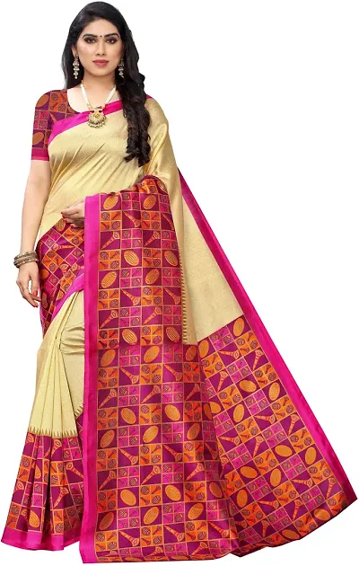 Beautiful Art Silk Saree with Blouse piece