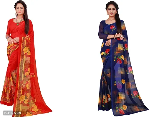 Beautiful Georgette Saree With Blouse Piece Pack Of 2-thumb0