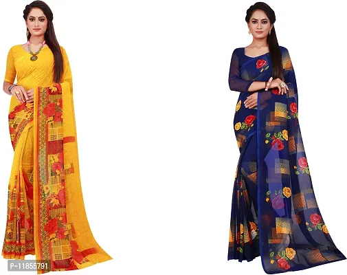 Beautiful Georgette Saree With Blouse Piece Pack Of 2-thumb0