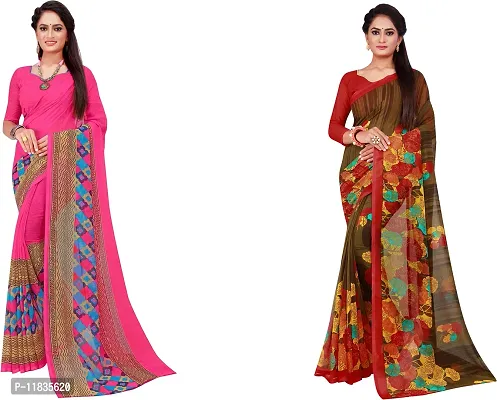 Beautiful Georgette Saree with Blouse Piece Pack Of 2