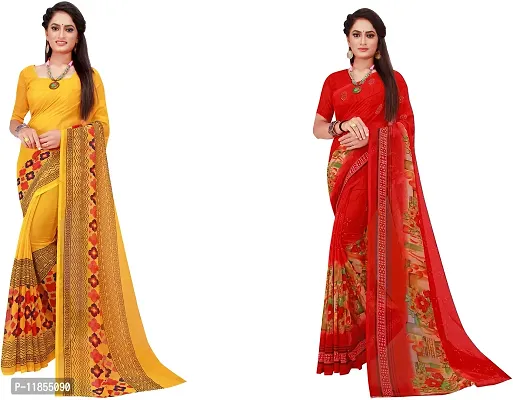 Beautiful Georgette Saree With Blouse Piece Pack Of 2