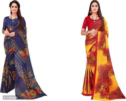 Beautiful Georgette Saree with Blouse Piece Pack Of 2-thumb0