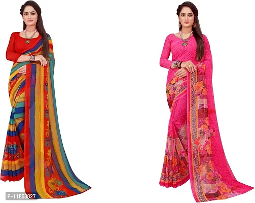 Beautiful Georgette Saree With Blouse Piece Pack Of 2