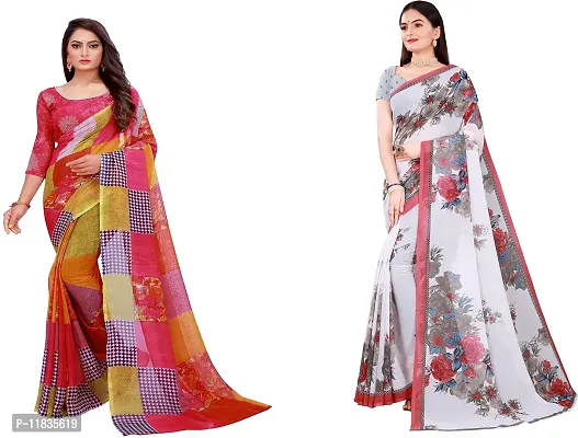 Beautiful Georgette Saree with Blouse Piece Pack Of 2-thumb0