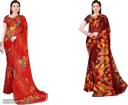 Beautiful Georgette Saree with Blouse Piece Pack Of 2-thumb0