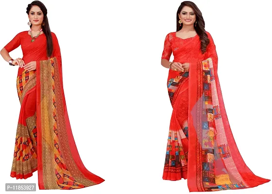 Beautiful Georgette Saree With Blouse Piece Pack Of 2