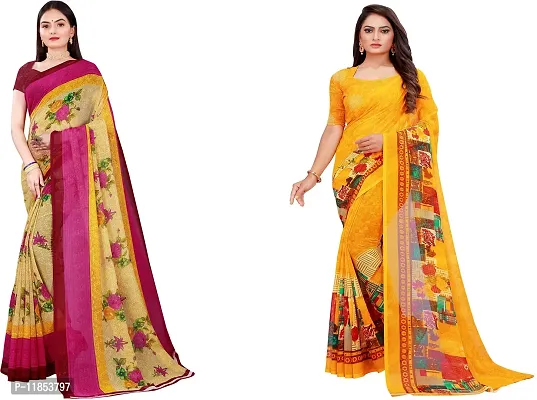 Beautiful Georgette Saree With Blouse Piece Pack Of 2