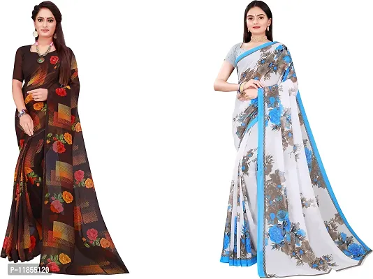 Beautiful Georgette Saree With Blouse Piece Pack Of 2