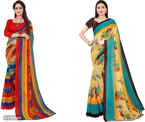 Beautiful Georgette Saree with Blouse Piece Pack Of 2-thumb0