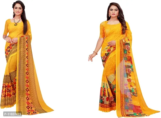 Beautiful Georgette Saree with Blouse Piece Pack Of 2-thumb0