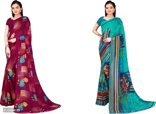 Beautiful Georgette Saree With Blouse Piece Pack Of 2-thumb0