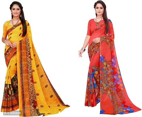 Beautiful Georgette Saree with Blouse Piece Pack Of 2-thumb0