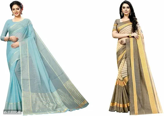 Beautiful Art Silk Saree With Blouse Piece Pack Of 2