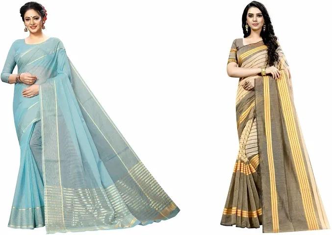 Stylish Fancy Art Silk Saree With Blouse Piece Combo For Women Pack Of 2