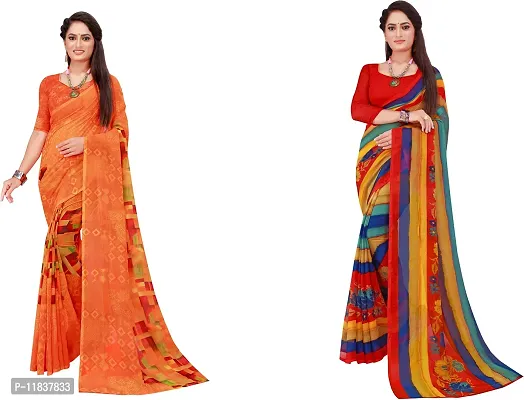 Beautiful Georgette Saree with Blouse Piece Pack Of 2