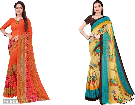 Beautiful Georgette Saree With Blouse Piece Pack Of 2