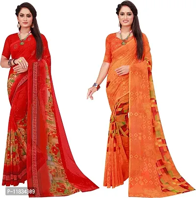 Beautiful Georgette Saree with Blouse Piece Pack Of 2