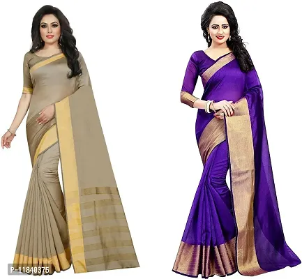 Beautiful Cotton Silk Saree With Blouse Piece Pack Of 2-thumb0