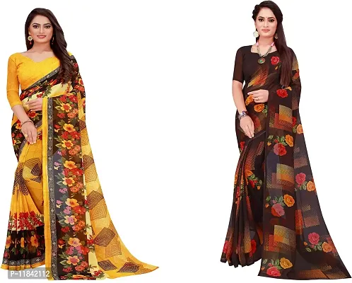 Beautiful Georgette Saree With Blouse Piece Pack Of 2