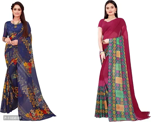 Beautiful Georgette Saree with Blouse Piece Pack Of 2