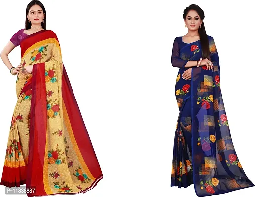 Beautiful Georgette Saree with Blouse Piece Pack Of 2-thumb0