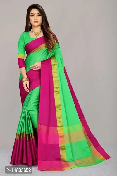 Beautiful Silk Blend Saree with Blouse Piece-thumb0