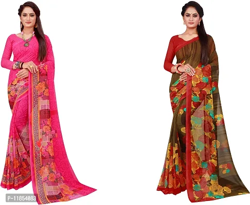 Beautiful Georgette Saree With Blouse Piece Pack Of 2