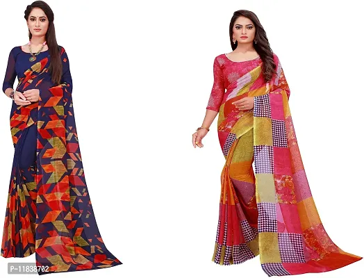 Beautiful Georgette Saree with Blouse Piece Pack Of 2