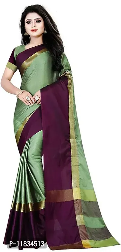 Beautiful Silk Blend Saree with Blouse Piece-thumb0