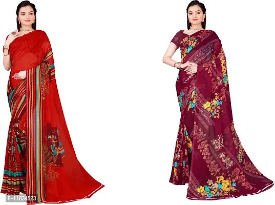 Beautiful Georgette Saree with Blouse Piece Pack Of 2-thumb0