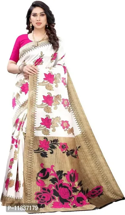 Beautiful Art Silk Saree with Blouse Piece-thumb0